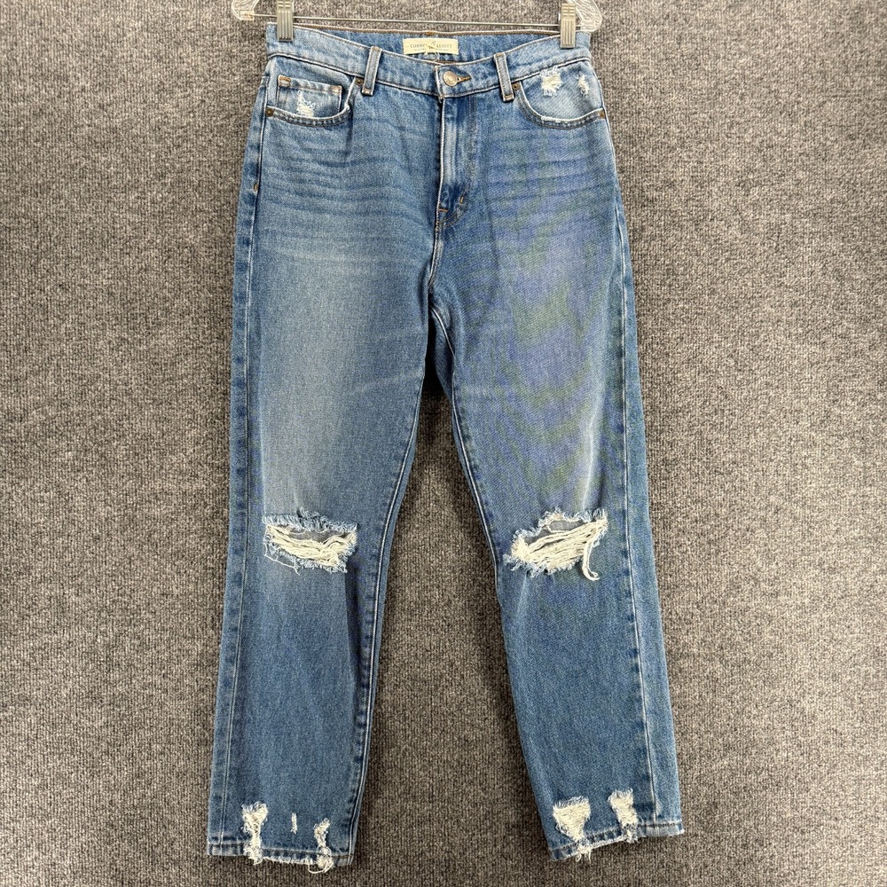 Current Elliott Jeans Womens 26 Blue Distressed High Rise Straight 90s Casual